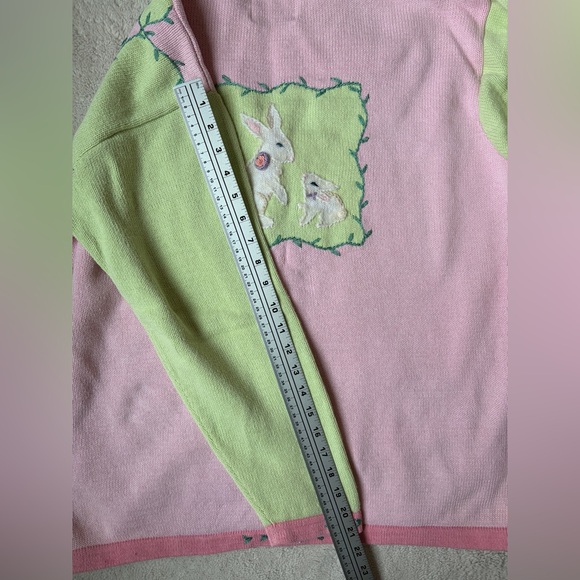 Vintage Storybook Knits Cottagecore Pastel Bunny Sweater Cardigan Women Size 1X - Picture 7 of 8